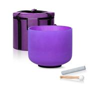 CALM CLANG Crystal Singing Bowl 8 Inch B Note 432Hz Crown Chakra Crystal Healing with Carrying Case and Rubber Mallet Suede Striker Oring