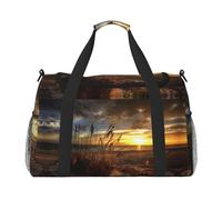 Calm Coastal Scene Full Print Travel Duffle Bag with Adjustable Shoulder Strap,Large Capacity Twill Polyester Crossbody Bag for Gym,Weekend Trips Outdoor Activities