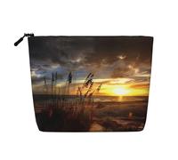 Calm Coastal Scene Patterned Single Layer Cosmetic Bag, Travel Toiletry Bag, Suitable for Business Trips and Daily use.