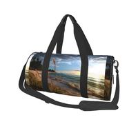 Calm Coastal Scene -Print Round Travel Bag Large Capacity Duffel with Multiple Pockets Lightweight Foldable for Gym Weekend Trips.