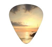 Calm Coastal Scene Printed Guitar Picks 12-Piece Set - Comfortable, Versatile Plectrum for All Guitar Styles & Players