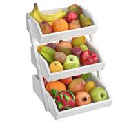 CALM COZY 3 Tier Bamboo Fruit Basket for Kitchen, Vegetables Storage Stand Detachable Holder for Fruits Veggies Bread Snacks in Home, Kitchen Office,