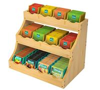 CALM COZY Bamboo Tea Bag Organizer Wood Tea Box Tea Bag Holder Storage Box Coffee Wooden Condiment Rack for Home, Office or Café