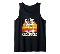 Calm Down and Do A Crossword Retro Puzzle Tank Top