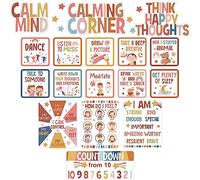 Calm Down Corner Bulletin Board Set for Classroom Decoration Feelings Chart Mental Health Feeling Management Poster for Kindergarten Emotions Poster Decor School(Boho Colors)