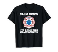 Calm Down I've Done This On A Mannequin Funny EMT Gift Gag Value Graphic T-Shirt, Men, Black, S