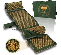CALM ELEPHANT ORIGINAL Acupressure Mat ULTIMATE 6-Piece XXL Set with Ergonomic Pillow, Lumbar & Leg Pillow, Foot Mat, Heating Function and Bag - Relieves Back, Neck & Shoulders, Reduces Stress -Green