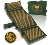 CALM ELEPHANT ORIGINAL Genuine Acupressure Mat 5-Piece XXL Set with Ergonomic Pillow, Lumbar Pillow, Foot Mat, Bag - Relieves Back, Neck & Shoulders, Reduces Stress, Meditation - Green