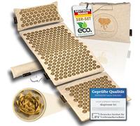 CALM ELEPHANT ORIGINAL Genuine XXL Acupressure Mat 5-Piece Set with Ergonomic Pillow, Lumbar Pillow, Foot Mat, Bag - Relieves Back, Neck & Shoulders, Reduces Stress, Meditation, Beige - Beige