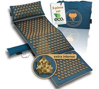 CALM ELEPHANT ORIGINAL Mandala PRO Intensive Acupressure Mat 5-Piece XXL Set with Neck and Lumbar Pillows, Foot Mat, Bag - Heating Function, Complete Massage Mat for Pain and Stress Relief - Blue