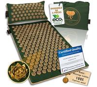 CALM ELEPHANT ORIGINAL Pure ECO Acupressure Mat and Ergonomic Pillow, XL Set, Flower Field Mat, Back, Neck & Shoulder Relief, Reflexology, Anti-Stress, Meditation, Heating Function and Bag - Green
