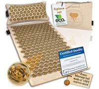 CALM ELEPHANT ORIGINAL Pure ECO Acupressure Mat and Ergonomic Pillow, XL Set, Flower Field Mat, Back, Neck & Shoulder Relief, Reflexology, Anti-Stress, Meditation, Heating Function and Bag - Beige