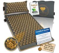 CALM ELEPHANT ORIGINAL Pure ECO Acupressure Mat and Ergonomic Pillow, XL Set, Flower Field Mat, Back, Neck & Shoulder Relief, Reflexology, Anti-Stress, Meditation, Heating Function and Bag - Grey