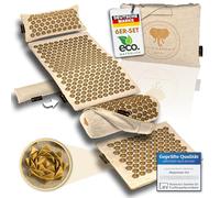 CALM ELEPHANT ORIGINAL® Ultimate Acupressure Mat with Cushion XXL Set of 6 Massage Mat Back Tension Release Acupuncture Mat Cushion with Heat Function Lumbar & Knee Cushion Door Mat Beige