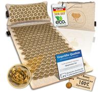CALM ELEPHANT ORIGINAL XL Pure ECO Acupressure Mat and Ergonomic Pillow, Flower Field Mat, Back, Neck & Shoulder Relief, Reflexology, Anti-Stress, Meditation, Heating Function and Bag - Biege