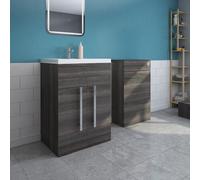 Calm Grey Freestanding Vanity Unit & Back to Wall Toilet Unit Set