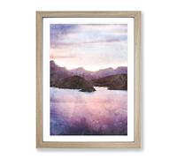 Calm Lake Painting Modern Framed Wall Art Print, Ready to Hang Picture for Living Room Bedroom Home Office Décor, Oak A2 (64 x 46 cm)