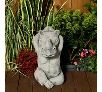 Calm Large Cast Stone Yoga Rhino Garden Statue Animal Figurine