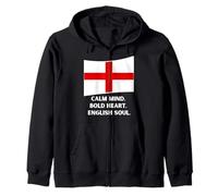 Calm Mind Bold Heart English Soul - England Pride Zip Hoodie