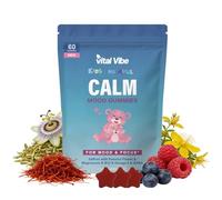 Calm Mood Gummies for Kids & Adults | Saffron, Passion Flower, Magnesium, Omega-3, B12 & GABA | Supports Mood & Focus | 60 Raspberry Flavour Gummies | Vegan & Gluten Free