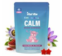 Calm Mood Gummies for Kids and Adults, with Saffron, Passion Flower, Magnesium, B12 and Omega-3, for Mood, Focus & Relaxation Supports, Raspberry Flavour, Vegan & Sugar Free, 60 Gummies