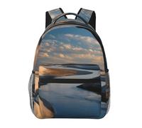 Calm River Sand Dunes Print Background Backpack School Bag Travel Rucksack for Students Man Woman, Laptop Backpack Casual Daypack for Travel/College/Work