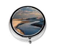 Calm River Sand Dunes Print Personalised Portable Pillbox with,Mini Pillbox Compact and Convenient Pill Organiser for Storing and Organising Pills