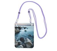 Calm Sea And Rocks Crossbody Phone Bag For Women, Small Waterproof Purse With Adjustable Strap, Lightweight Daily Travel Handbag