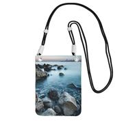 Calm Sea And Rocks Crossbody Phone Bag For Women, Small Waterproof Purse With Adjustable Strap, Lightweight Daily Travel Handbag