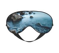 Calm Sea and Rocks Sleep Mask for Women & Men - Double-Sided Eye Mask with Adjustable Strap, Soft Silky Feel, Light-Blocking & Breathable for Travel, Nap, Shift Work, Yoga