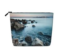 Calm Sea and Rocks Toiletry Bags for Women, Portable Travel Cosmetic Bag, Daily Organiser with Zipper