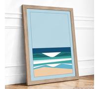 Calm Seascape Coastal Framed Wall Art Print A3 (42×29.7cm) Oak, Wall Decor for Living Room, Bedroom, Office & Home, Ready to Hang, Art Gift