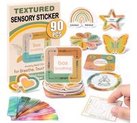 Calm Stickers for Anxiety Sensory Strips - 90 PCS 2 Textured Fidget Strips for Desk Kids Mood Calming, Mindfulness Box Breathing Stickers for Adults, Anxiety Relief at Classroom Therapy Office
