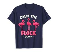Calm The Flock Down Funny Vintage Pink Flamingo Summer T-Shirt