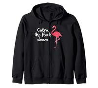 Calm the Flock Down Pink Flamingo Outfit T-Shirt Zip Hoodie