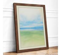Calm Waters Coastal Framed Wall Art Print A4 (29.7×21cm) Walnut, Wall Decor for Living Room, Bedroom, Office & Home, Ready to Hang, Art Gift
