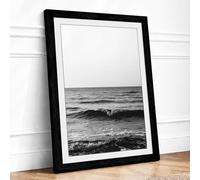 Calm Waters Coastal Framed Wall Art Print A4 Black