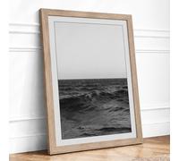Calm Waters Minimalist Framed Wall Art Print A1 (84.1×59.4cm) Oak, Wall Decor for Living Room, Bedroom, Office & Home, Ready to Hang, Art Gift