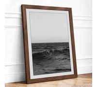 Calm Waters Minimalist Framed Wall Art Print A4 (29.7×21cm) Walnut, Wall Decor for Living Room, Bedroom, Office & Home, Ready to Hang, Art Gift