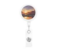 Calm Waves Retractable Badge Holder is Durable Sturdy Comes with A Lanyard for Office Hospital Staff Wearing