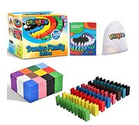 Calmado - 360pcs Domino Set/Dominoes Age 3+ for Children Wooden “Domino Family Edition” Set + Bag + Booklet
