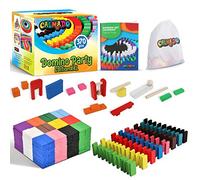 Calmado - 370pcs Domino Set/Dominoes Age 3+ for children wooden “Domino Party Edition XXL” Set + Bag + Booklet + Accessories