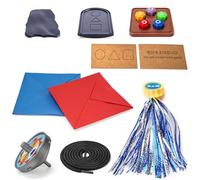 Calmado - Korean Traditional Game Set Including Jebi Chagi, Gong-Gi, Biseokchigi, Paeng-y and Ddakji Perfect for Family Fun, Friendly Competitions, and Travel Games