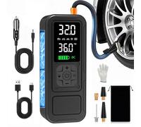 Calmara Tire Inflator Portable Air Compressor,4X Faster Inflation,6000mAH Cordless/12V DC 150PSI Air Pump for Car Tires with Digital Pressure Gauge/LED Light for Car,Motorcycle,Bike,Ball