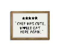 calmart Chef Was Cute Would Eat Here Again - Trendy Kitchen Art, Funny Quotes Wall Art, Guest Check Print, Quirky Home Decor, Framed Kitchen Wall Decor