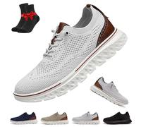 Calmeara Men's Hands Free Slip on Oxford Shoes, Arch Support Sneakers Ultra-Comfortable & Lightweight Wide Toe Box(Grey,9.5 UK)