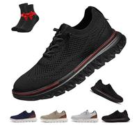 Calmeara Men's Hands Free Slip on Oxford Shoes, Arch Support Sneakers Ultra-Comfortable & Lightweight Wide Toe Box(Black,6 UK)