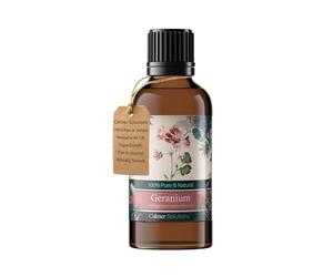 Calmer Solutions | Geranium - 50ml | Balancing Hormones, Menopause and Stress | Pure 100% UK Sourced Natural Essential Oils | Professional or Home use | Diffusers, Humidifiers, Candles & More