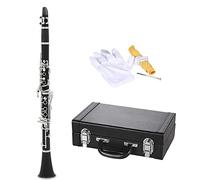 CalmGeek ABS Clarinet Bb Cupronickel Plated Nickel 17 Key with Cleaning Cloth Gloves Screwdriver Woodwind Instrument for Beginner Student