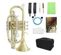 CalmGeek Professional Bb Flat Cornet Brass Instrument with Carrying Case Gloves Cleaning Cloth Brushes